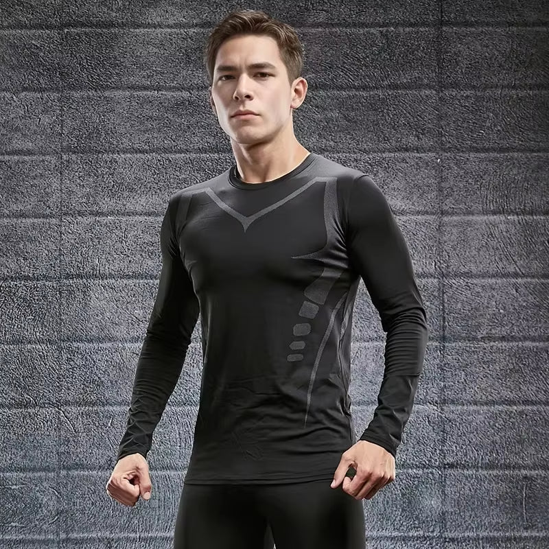 Men'S T-Shirt Men Running Sport T Shirt Men Compression Fitness Tops Tee Quick Drytight Training Gym Sport Running Shirts Jersey